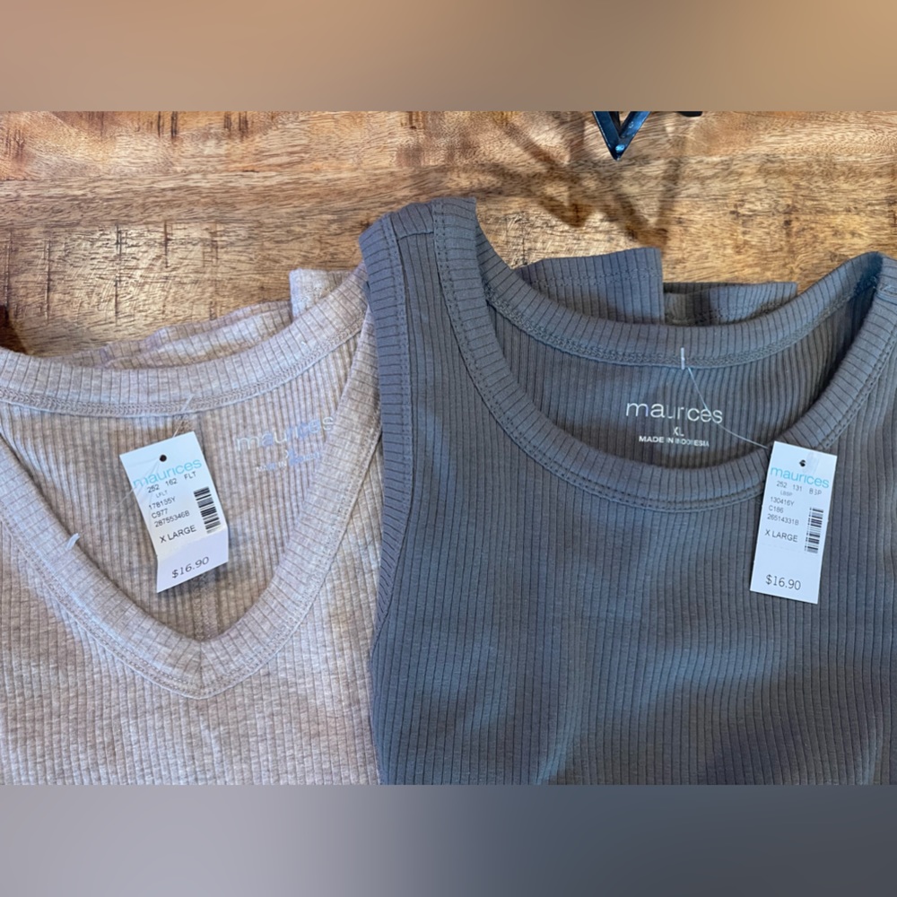Maurice’s LOT of 2 tank tops. Both new with tags. Olive green and khaki color.